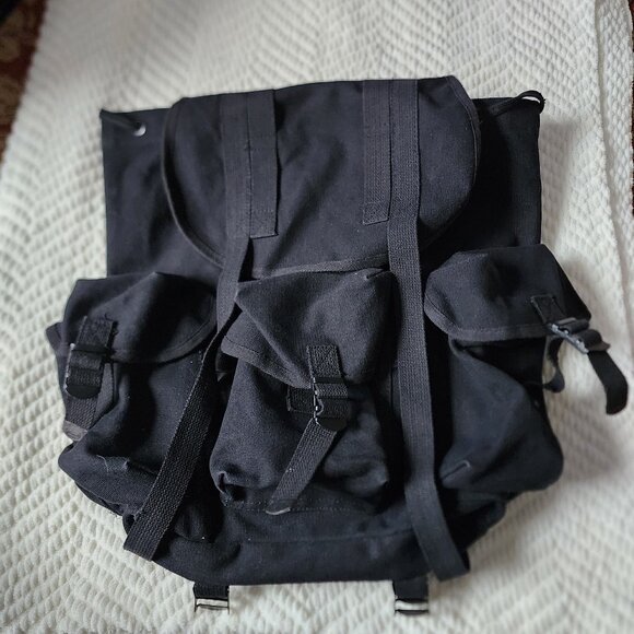 Cotton Rucksack/Backpack - Black - Picture 1 of 10
